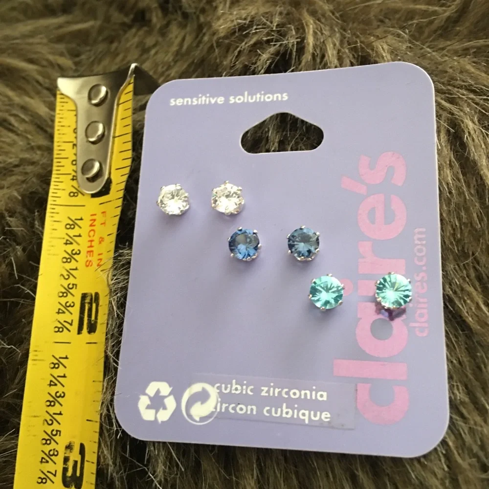 Claire’s set of three cubic zirconia earrings NWT